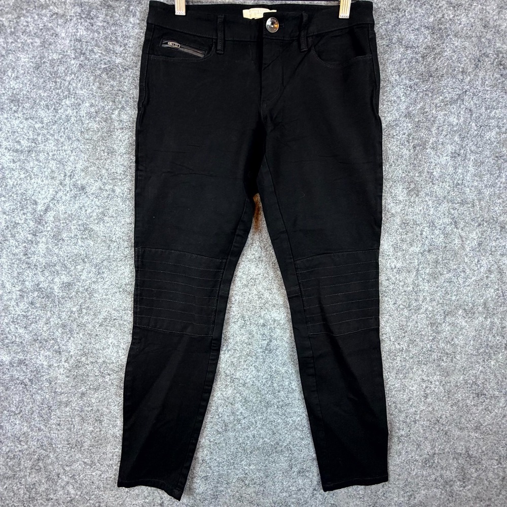 Banana Republic Sloan Moto Skinny Pants Womens 2 Black Office Stretch Ankle